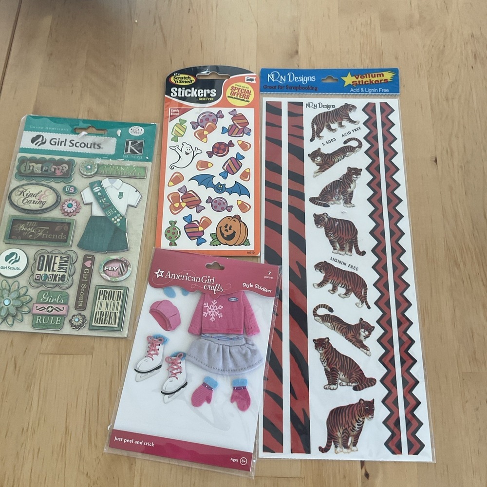 Lot Of 4 Stickers Girl Scout Scratch‎ N Smell American Girl NRN Design